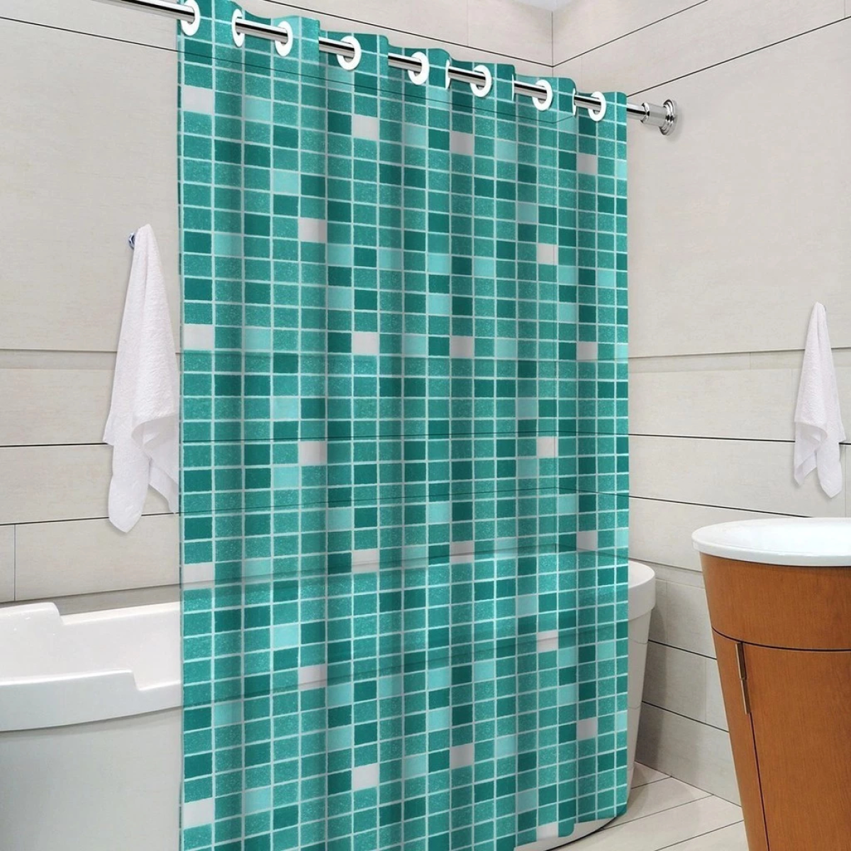 Cortina Para Box ilhós PVC 1,38x198m Impermeável Antimofo