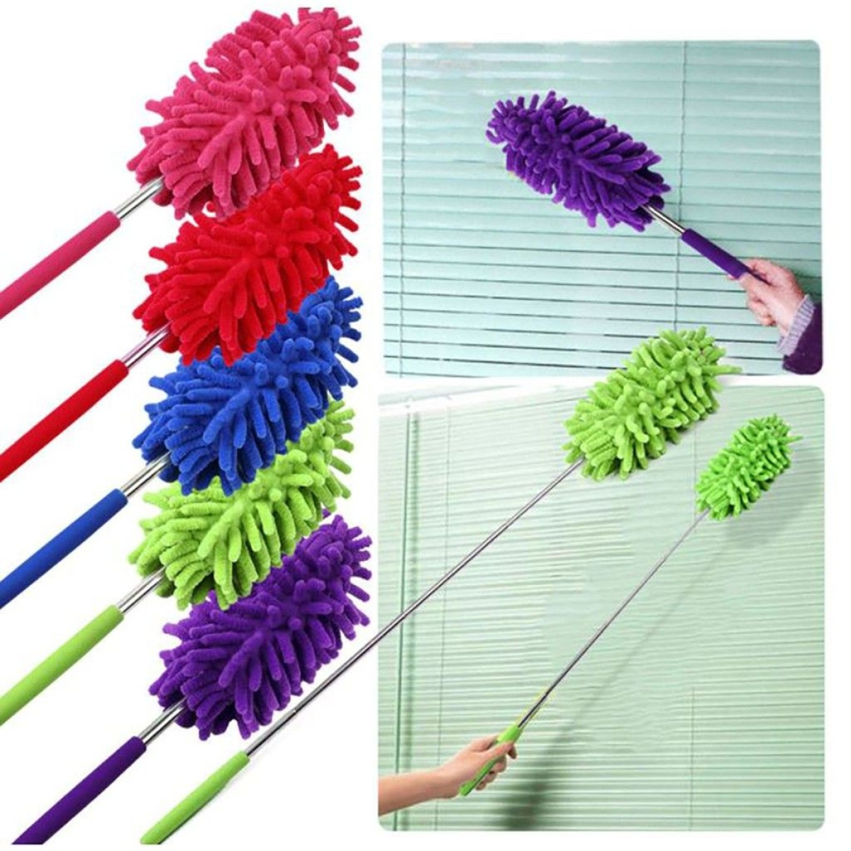 Espanador Pó Extensível Eletrostático Cabo Retrátil