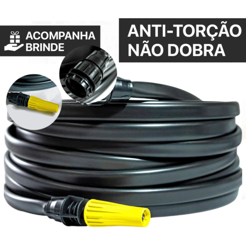 Mangueira Antitorção 50M Resistente e Reforçada Preta para Jardim