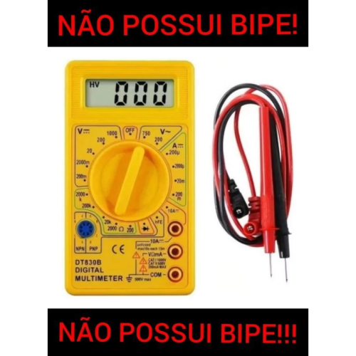 Multímetro Digital DT-830 com Bateria 9V + Cabo Ponta de Prova